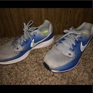 Blue Nike running shoes
